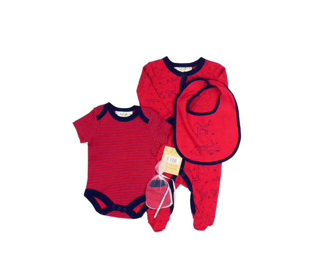 Nový červený dárkový set pro miminko 4 ks