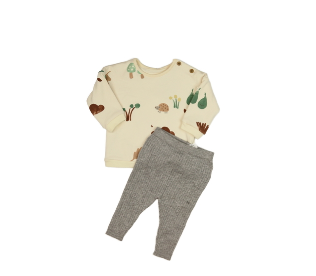 Krémová mikina se zvířátky a šedé legíny George