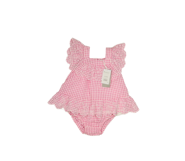 Nové růžové kostkované šaty a kalhotky George