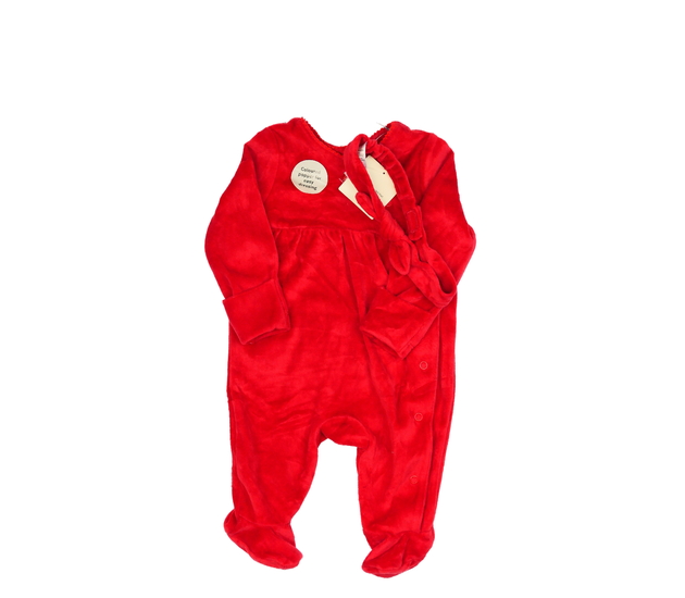 Nový červený semišový overal a čelenka Tu