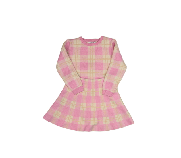 Růžový kostkovaný svetr a sukně Primark