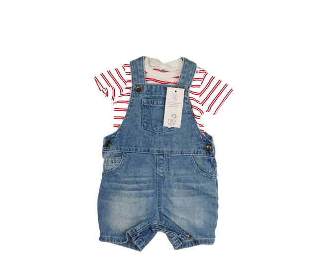 Nový riflový kraťasový overal a body F&F