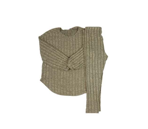 Hnědý melírovaný set triko a legíny 