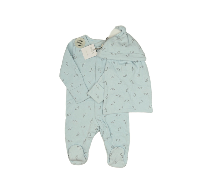 Nový modrý overal, vak a čepička Tu