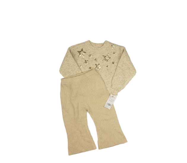 Nový hnědý svetr a pletené zvonové kalhoty F&F