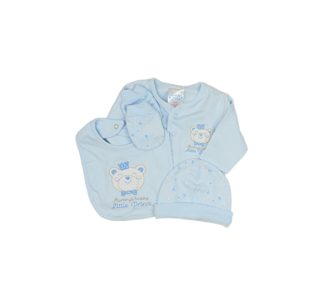 Modrý set pro miminko 4 ks s medvídkem 