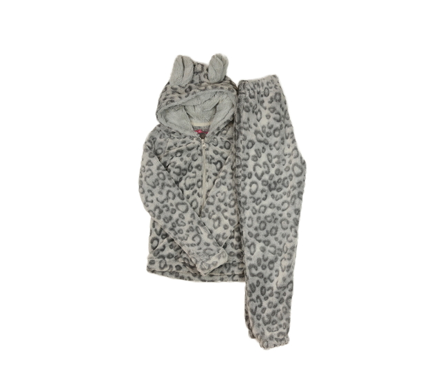 Šedá hebká chlupatá vzorovaná teplákovka 