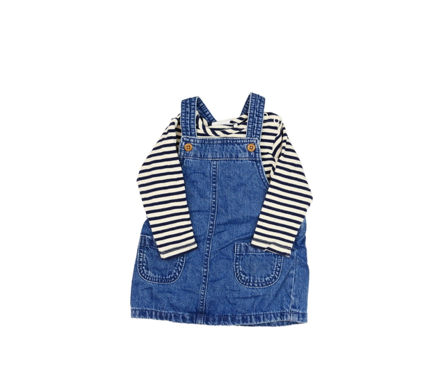 Modré riflové šaty a pruhované body F&F