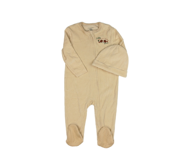 Hnědý overal s ježečky a čepička Primark