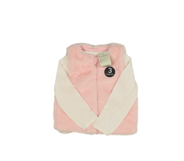 Nové bílé triko a růžová chlupatá vesta 