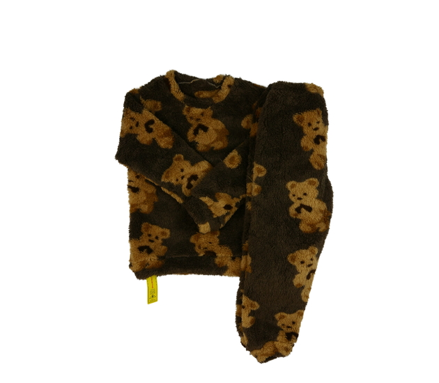 Hnědá chlupatá teplákovka s medvědem 