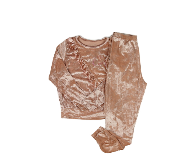 Růžový semišový set s volánky 