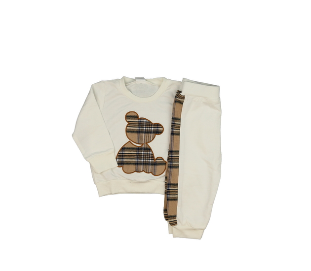 Bílá slabá teplákovka s hnědými detaily