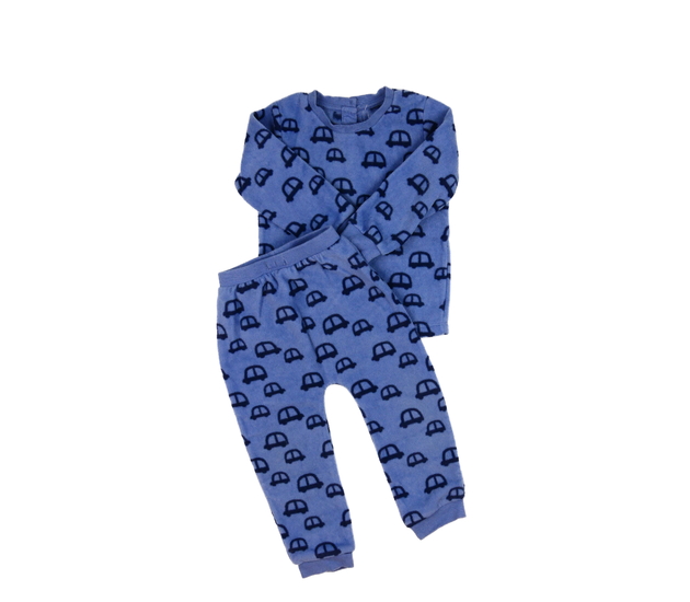 Modrý teplejší set s auty 