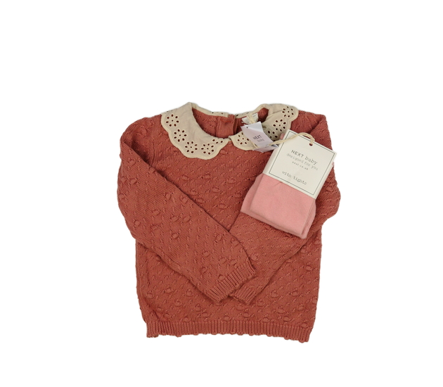 Nový růžový svetr a punčocháče Next