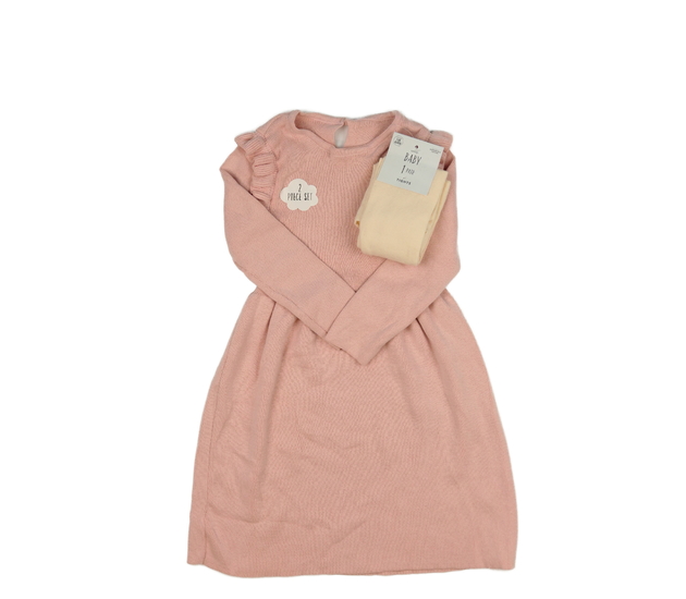 Nové pletené růžové šaty a punčocháče George