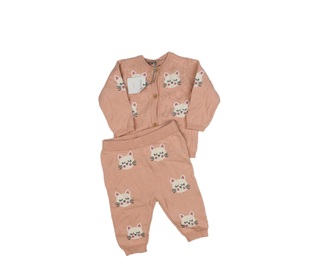 Nový růžový svetr a legíny s kočičkami Tu 