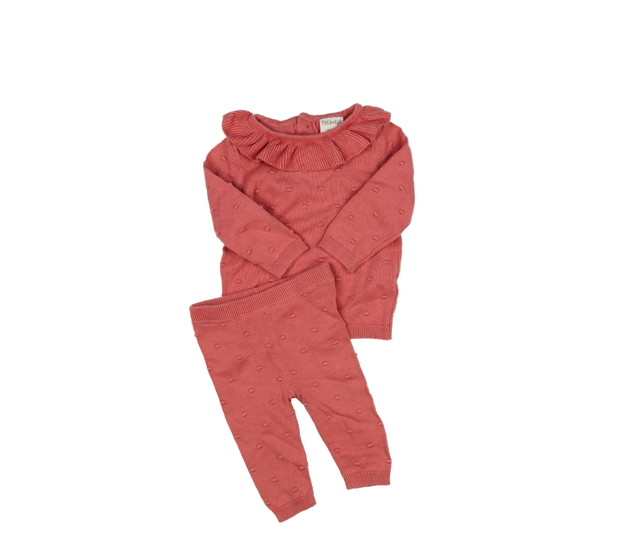 Růžový svetřík a legíny s nopíky F&F