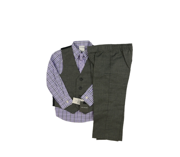 Nový šedo-fialový společenský set 4 ks 