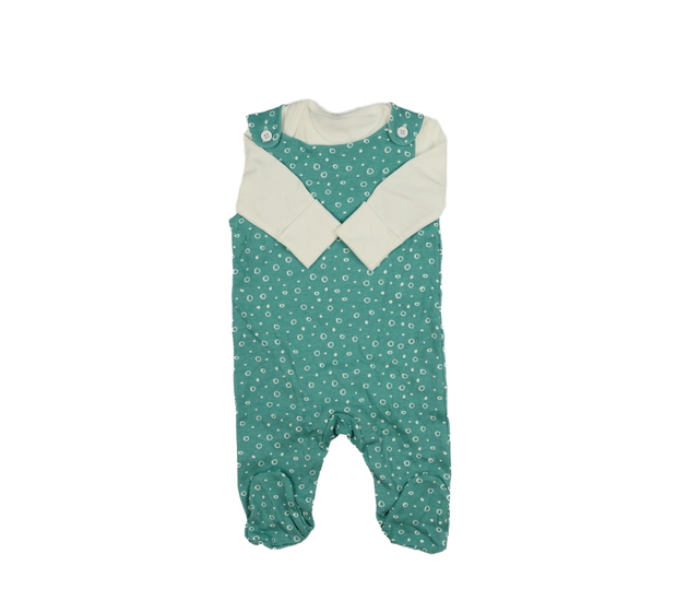 Bílé body a modrý overal 