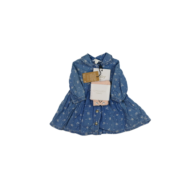 Nové modré šaty a růžové punčocháče M&Co