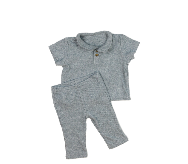 Modré melírované triko a legíny 