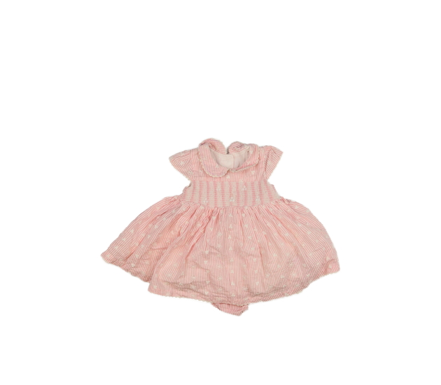 Růžové pruhované šaty a kalhotky 