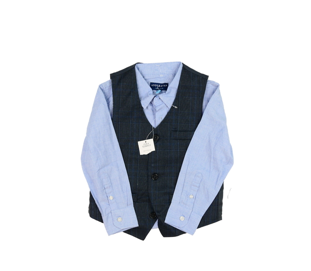 Nová modrá společenská košile a vesta