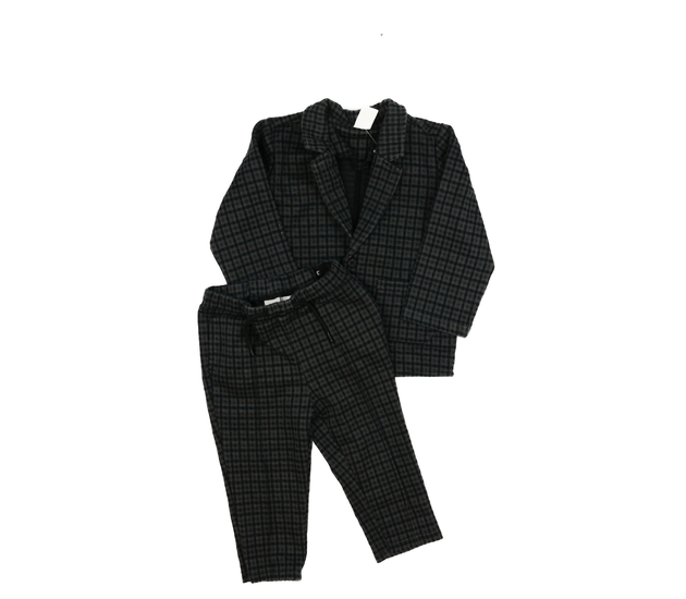 Tmavý pruhovaný společenský set kalhoty a sako H&M