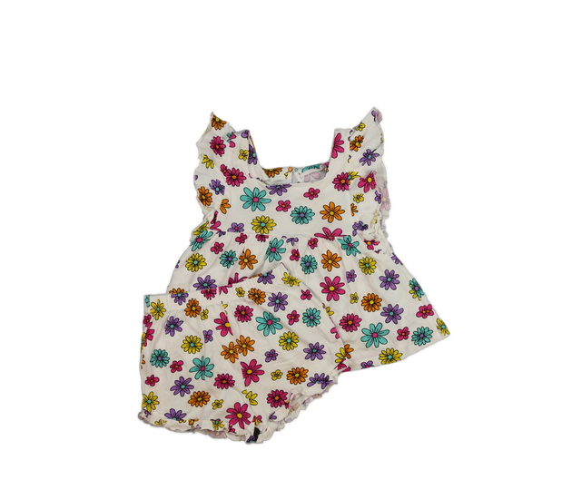 Bílý květinový letní set tílko a kraťasy