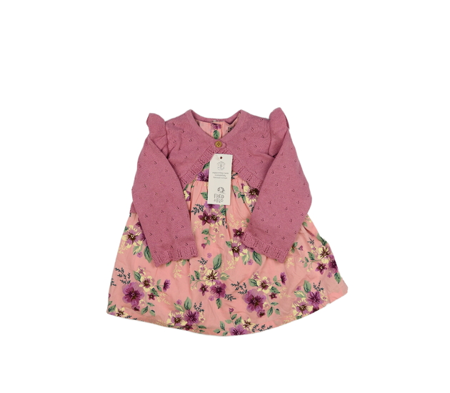 Nové růžové šaty a pletené bolerko F&F