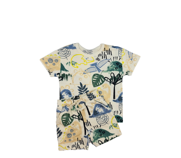 Krémové dinosauří triko a kraťasy George