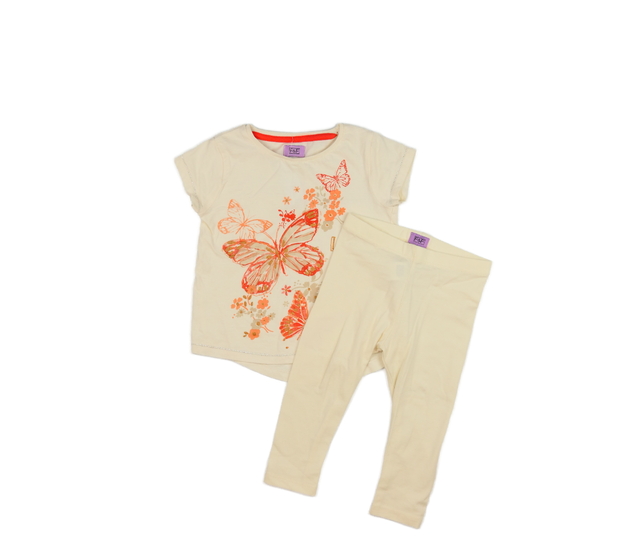Krémové triko a legíny s motýlky F&F