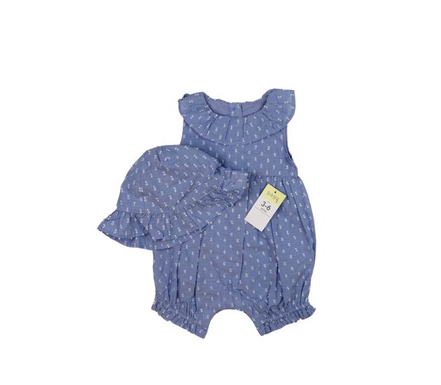 Nový modrý overal a klobouk 