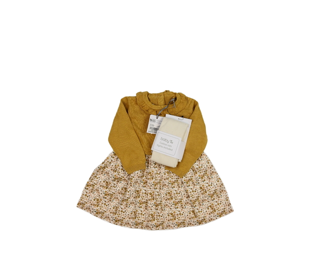 Nové hnědé šaty a krémové punčocháče Tu 