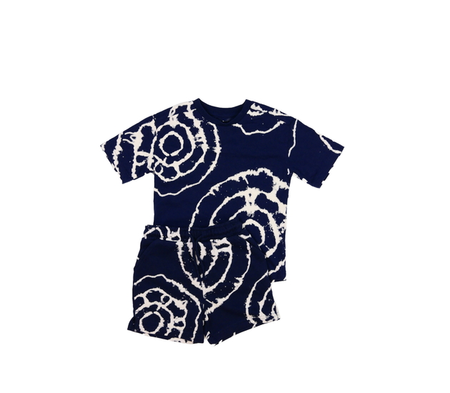 Modré batikované triko a kraťasy Tu