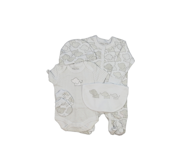 Dárkový set 5 druhů pro miminko chlapečka se slony