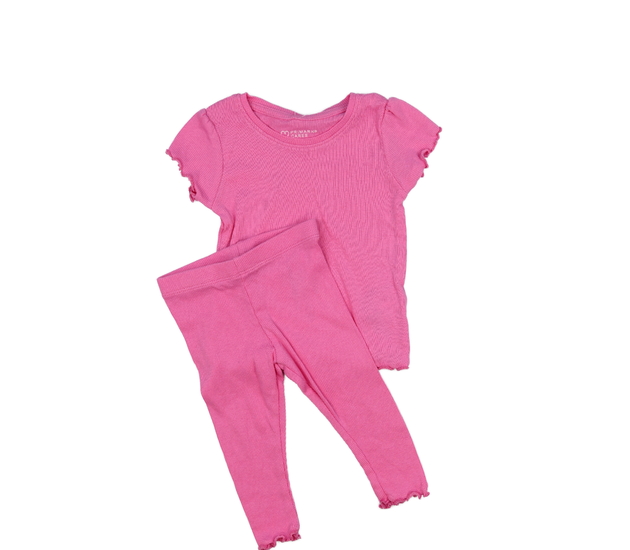 Růžové žebrované triko a legíny Primark 