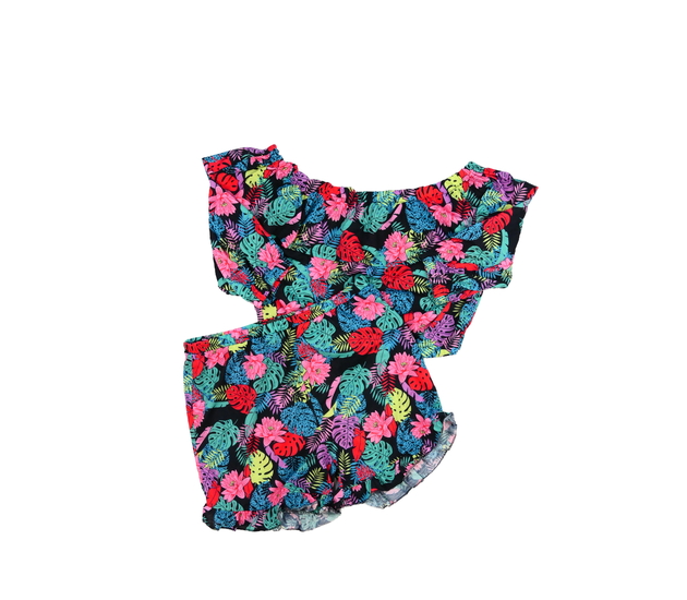 Letní květinový crop top a kraťasy 