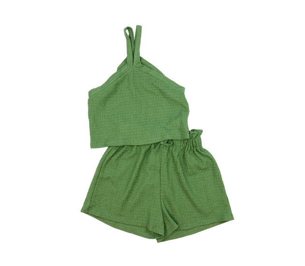 Zelený crop top a kraťasy