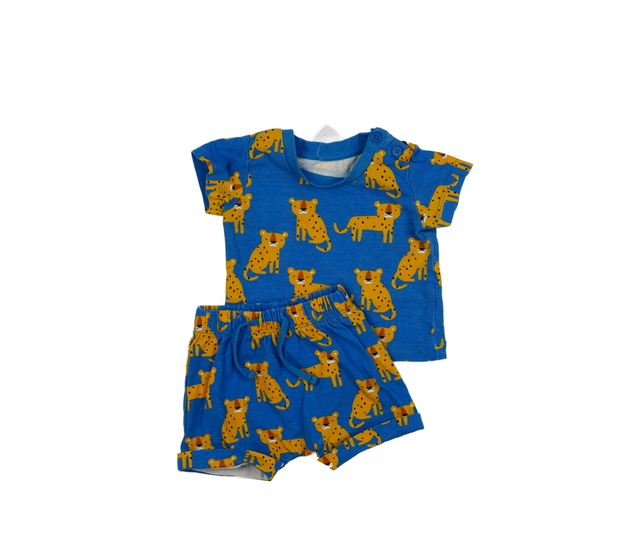 Modré triko a kraťasy se zvířátky 