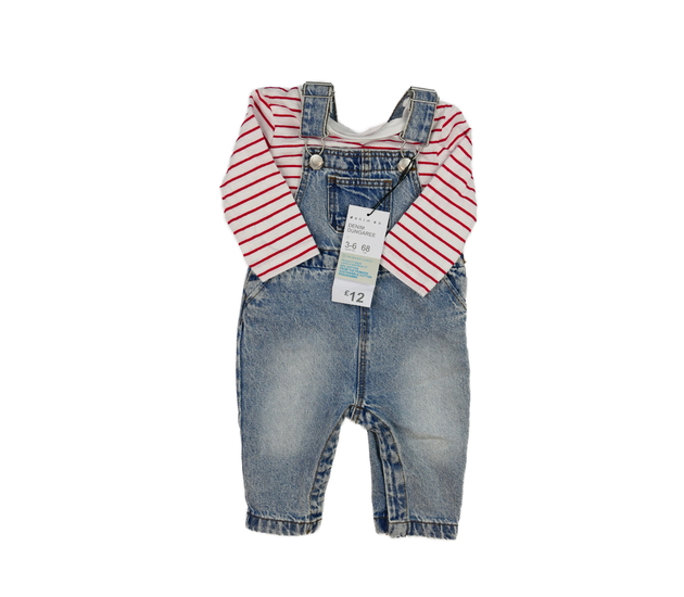 Nové pruhované triko a modrý overal Primark 