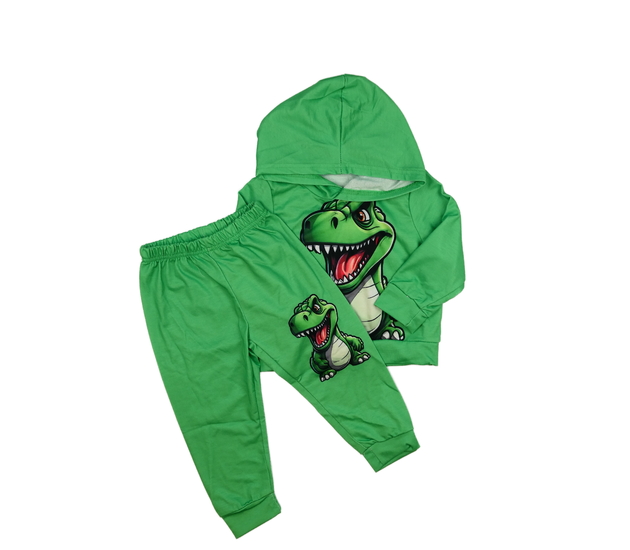 Světle zelená slabá teplákovka s dinosaurem 