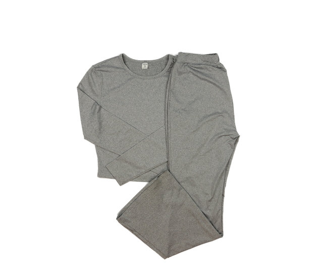 Šedý melírovaný crop top a zvonové legíny vel. 176