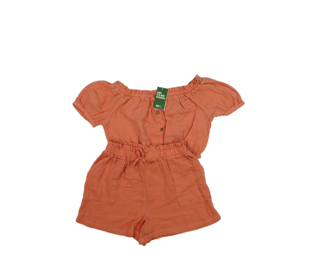 Nový světle červený crop top a kraťasy 