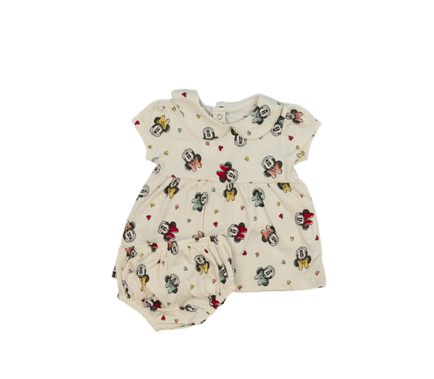 Krémové šaty a kalhotky Minnie Disney Primark 