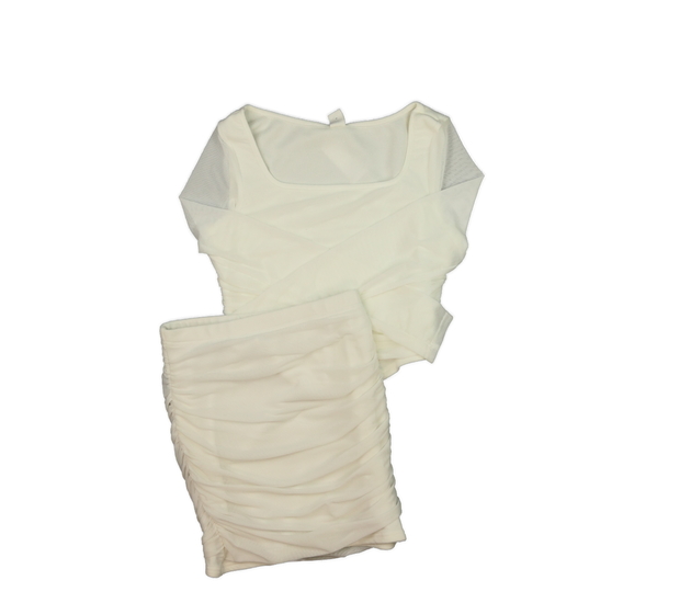 Krémový set crop top a triko 