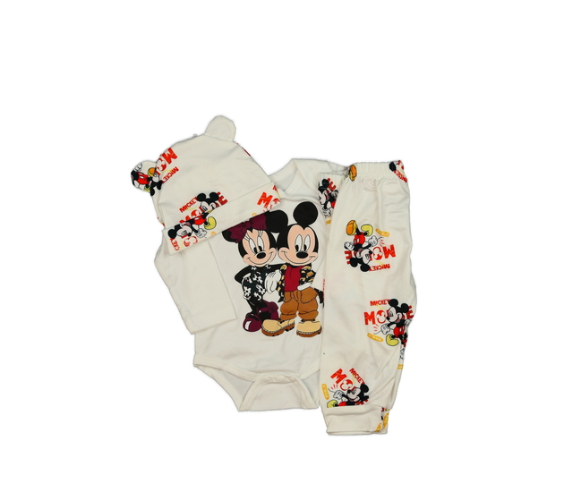 Bílé body, čepička a legíny Mickey 