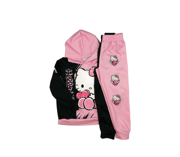 Černo-růžová slabá teplákovka Hello Kitty 