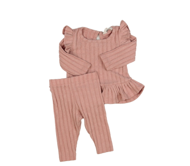 Růžové triko s volánky a legíny Primark 
